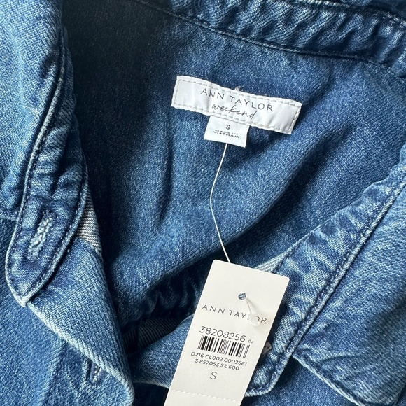 Ann Taylor Classic Denim Shirt Dress Size Small Long sleeves with button cuffs. - Picture 8 of 9